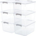 Citylife 6 Packs 32 QT Plastic Storage Bins with Lids Large Stackable Storage Containers for Organizing Clear Storage Box for Garage, Closet, Kitchen