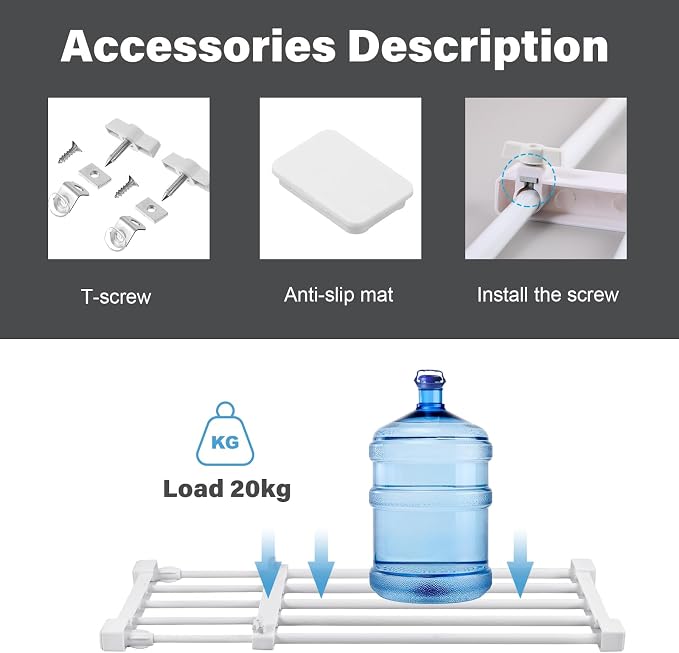 Geetery 4 Pcs Closet Tension Shelf Metal Expandable Closet Shelf Dividers Adjustable DIY Shelf Separators in Closet Tension Rod Storage Rack for Cabinet Kitchen Wardrobe (19.7''-31.5'' X 9.45'')