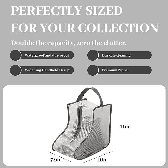 6Pack Foldable Boot Bags for Cowboy Boots, Waterproof Dustproof With Handle Short Boot Bag, Clear Boots Cover, Shoes Packing Organizers for Men & Women Sneakers