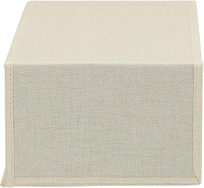 Household Essentials Small Drop Front Shoe Box with Clear Front Panel, Sturdy Poly‑Blended Linen, Cream Finish, Set of 2