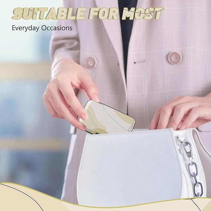 Credit Card Holder, Beige Mini RFID Aluminum Card Wallet Business Card Case | Small Blocking Slim Metal RFID Blocking Front Pocket Wallet Hard Case Durable CC Holder for Women Girls Arts