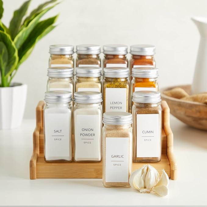 Talented Kitchen Spice Jar Labels - Minimalist Waterproof Kitchen Organization - Preprinted Spice Labels - Kitchen Pantry Organization Stickers - 140 Pack, 2.75 x 1.25 in, Black on White