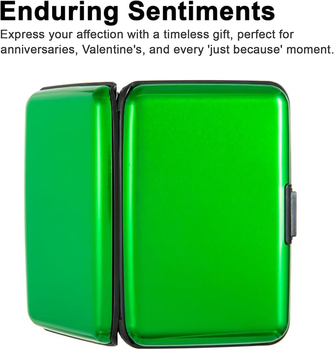 Credit Card Holder, RFID Blocking Metal Card Wallet for Women Men Slim ID Card Holders Protector Aluminum Business Hard Case (Green)
