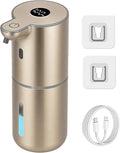 OHIFAST Automatic Foaming Soap Dispenser Touchless, USB Rechargeable Smart Hand Soap Dispenser, 6-Level Adjustable, 12.8oz/380mL Wall Mounted for Bathroom Kitchen Dish Soap-Gold