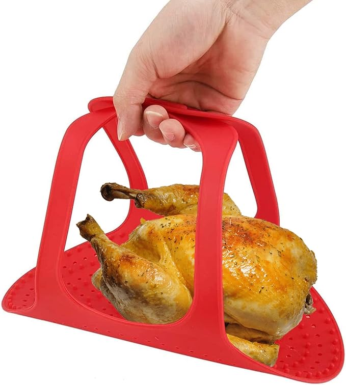 Silicone Turkey Lifter, Reusable Heat Resistant Non Stick Poultry Lifter Turkey Roasting Sling Oven Baking Mat for Home Cooking, 23.2 x 12.4 in