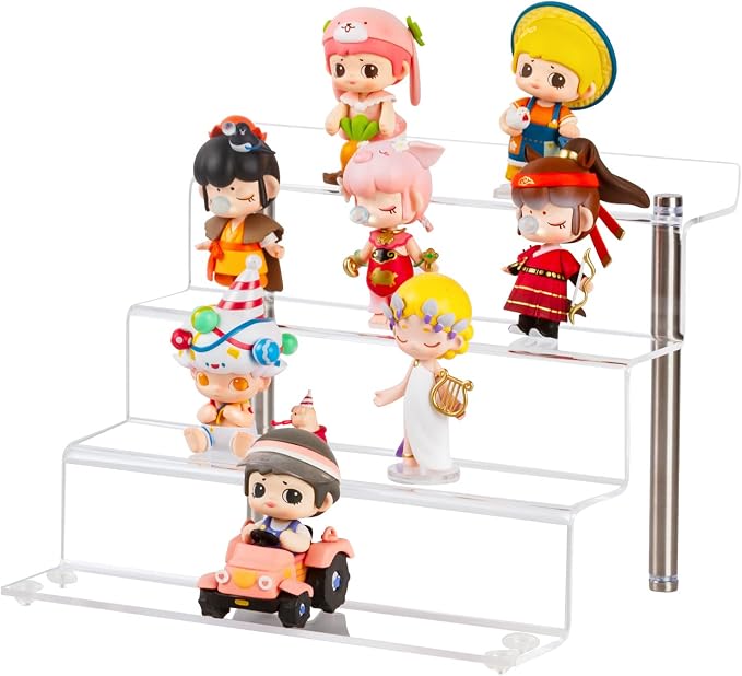 9 x 6 in Acrylic Display Risers Shelf for Pops Figures, Clear 4-Step Display Stand for Display Or Collection (small-2pack)