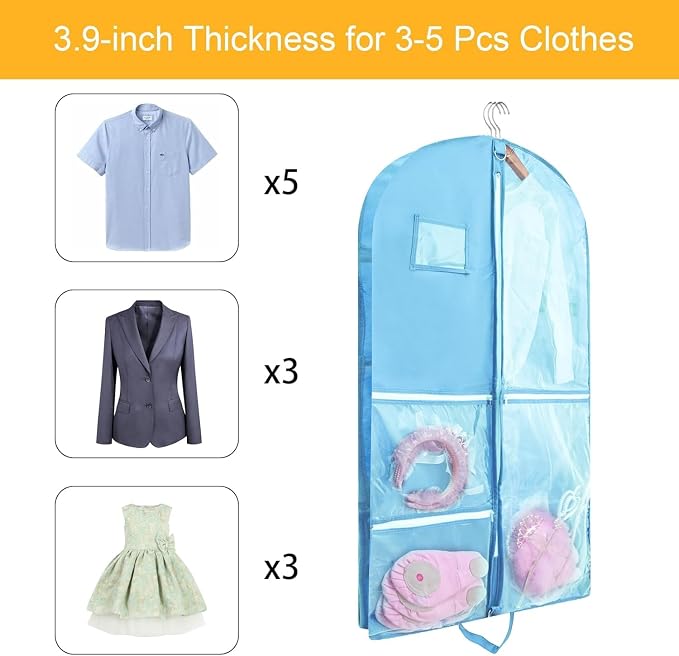 Garment Bag for Dance Costumes, 3 Pack 40 inch Dance Garment Bags for Dancers Hanging Clothes Travel Storage,Kids Dance Recital Bags for Competition,Dance Recital Gifts for Girls