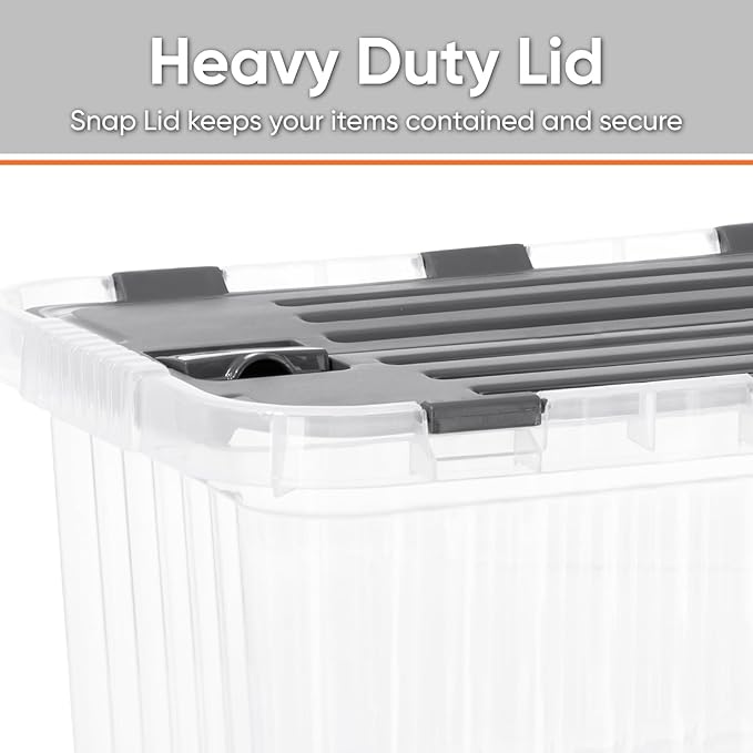 Superio 13 Gallon Hinged Lid Storage Tote; Stackable Storage Container with Lid (53 Quart, Bin with Hinged Lid)