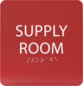 6" X6" Supply Room Sign - ADA Compliant Tactile Graphics Grade 2 Braille Text Acrylic Door Wall Signs - Stocking Tracking Monitoring Storage Room Sign for Office, School, Warehouse