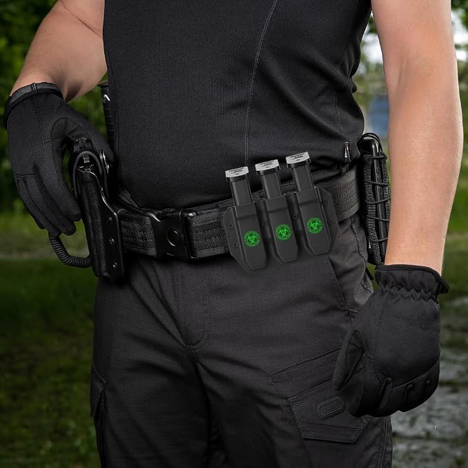 Universal Magazine Carrier | 9MM/40SW Duty Style Triple Mag Pouch | Premium Mag Holster with Combat Belt Clip for Double Stack Mags