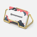 Business Card Holder,Minimalist Geometric Metal Card Display Stand,Vertical Desktop Name Card Organizer,Small Phone Stand & Photo Holder for Office,Wedding,Reception,Exhibition(Brushed Gold)