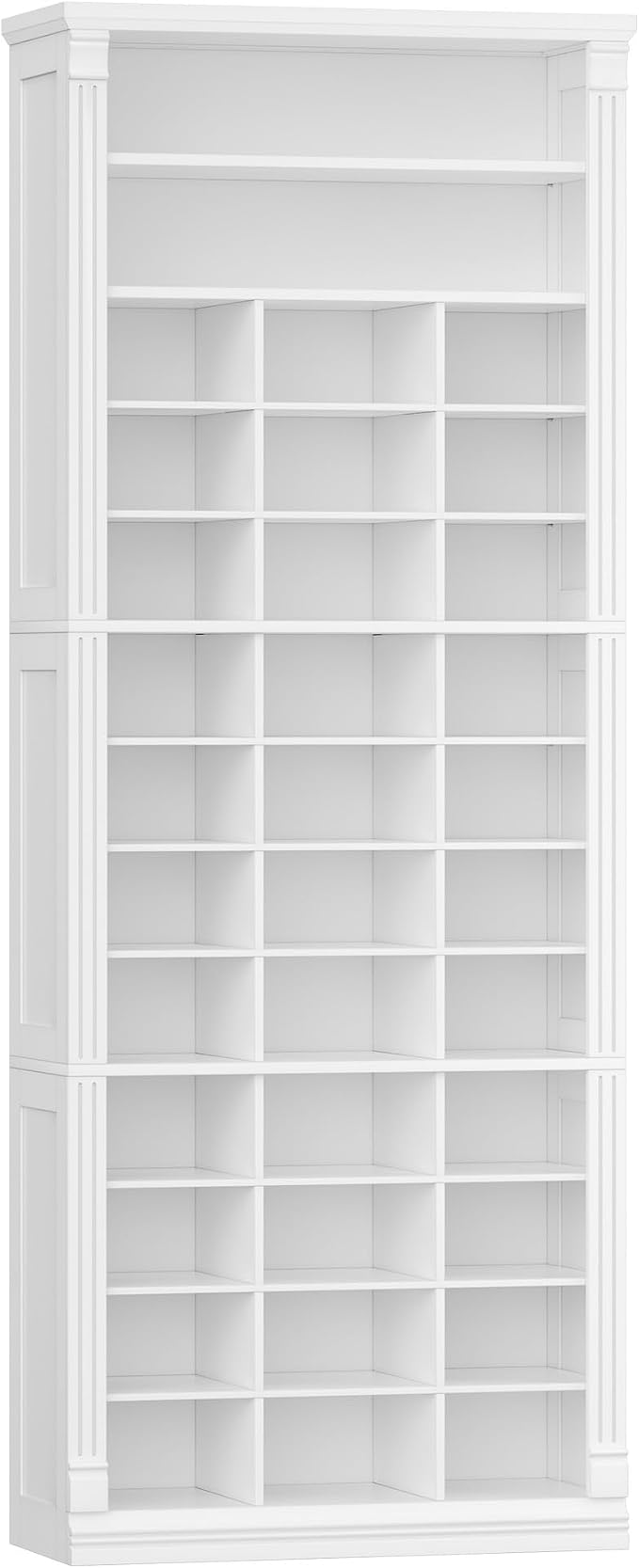 Hzuaneri 13 Tiers Shoe Storage Cabinet, Tall Shoe Cabinet with Cubby, Wooden Shoes Organizer for Closet, 39 Pairs, Shoes Cubby Organizer for Entryway, Hallway, Bedroom, White SR31003X