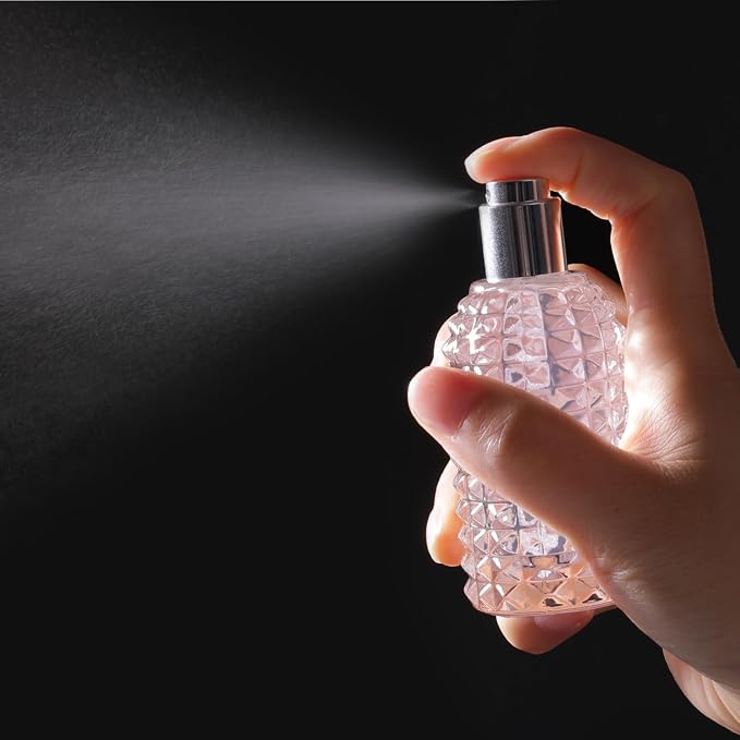 50ml/1.7 Oz Glass Spray Bottle Perfume Atomizer,Perfume Travel Refillable Spray Bottle Empty with 3 Kinds of Dispenser (A4)
