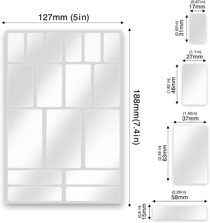 JIEHENG 170Pcs Clear Removable Labels for Jars,for Storage Bins,for Food Containers with 2 Liquid Chalk Marker(Transparent)
