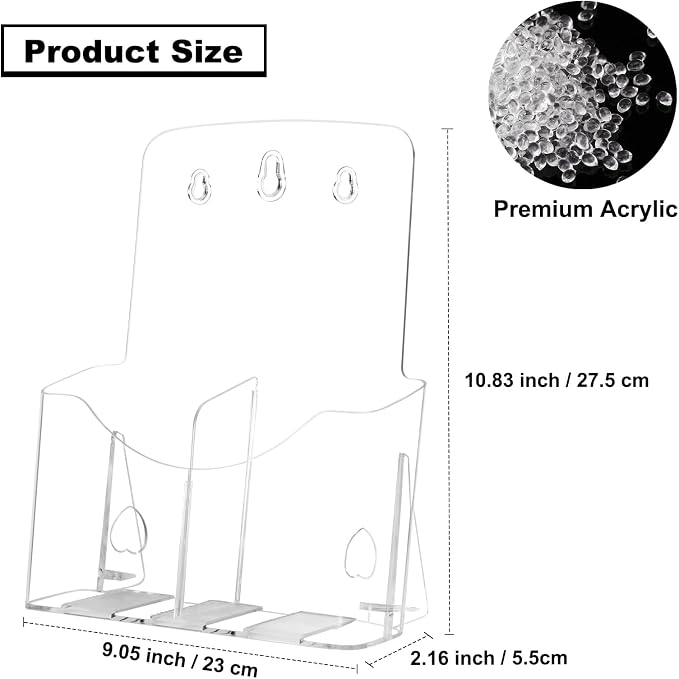 Daofary 2 Pack Acrylic Brochure Holder 8.5 x 11 in with Business Card Holder, 1-Tier Brochure Display Stand with Removable Divider for 4 x 9 Inches Trifold Pamphlets, Clear Flyer Holde