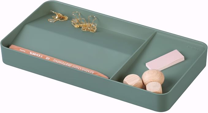 BLUE GINKGO Desk Organizer Tray - Office Organization | Desk Supplies, Pencil Holder, Pen Holder for Desk | Office Desk Accessories (Made in Korea) - Green