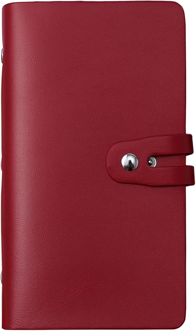 RFID Credit Card Holder, Leather Business Card Organizer with 96 Card Slots, Credit Card Case for Managing Your Different Cards and Important Documents to Prevent Loss or Damage (Dark Red)
