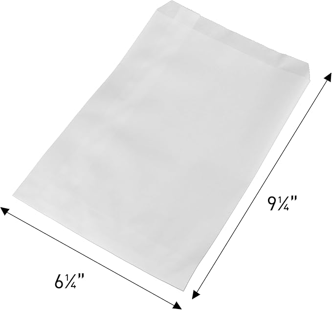 SSWBasics Small Kraft Paper Merchandise Bags - 6'W x 9'H, Case of 1000 - White Gift and Lunch Bags for Retail, Parties, and Events