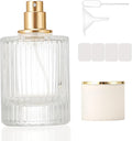 1 Pack Empty Perfume Spray Bottles, 50ML Ribbed Glass Atomizer Spray Bottle for Men and Women, Travel Refillable Perfume Atomizer for Sample Dispenser and Home Decor, White Cap