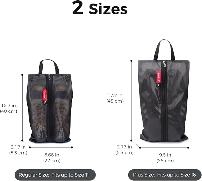 pack all Shoe Bag for Travel, Water-Resistant Shoe Pouch for Gym, Odor-Resistant Soccer Cleats Bag for Sport (Black, 1-Pack)