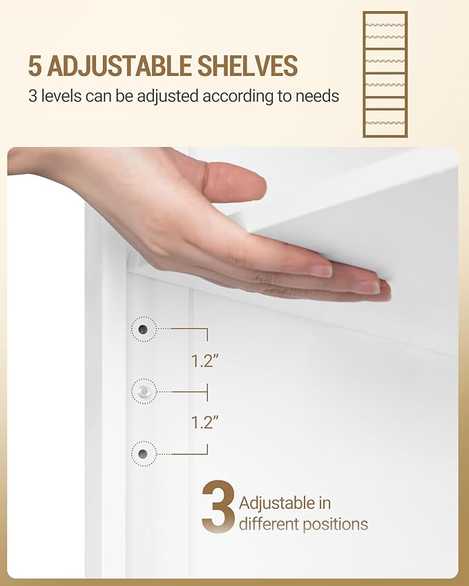 Hzuaneri Shoe Storage Cabinet,10 Tiers Farmhouse Tall Shoe Cubby Organizer | Freestanding Shoe Cabinets, Wooden Shoes Rack with Cubby, 46-50 Pairs, for Entryway, Living Room, White SR59803X