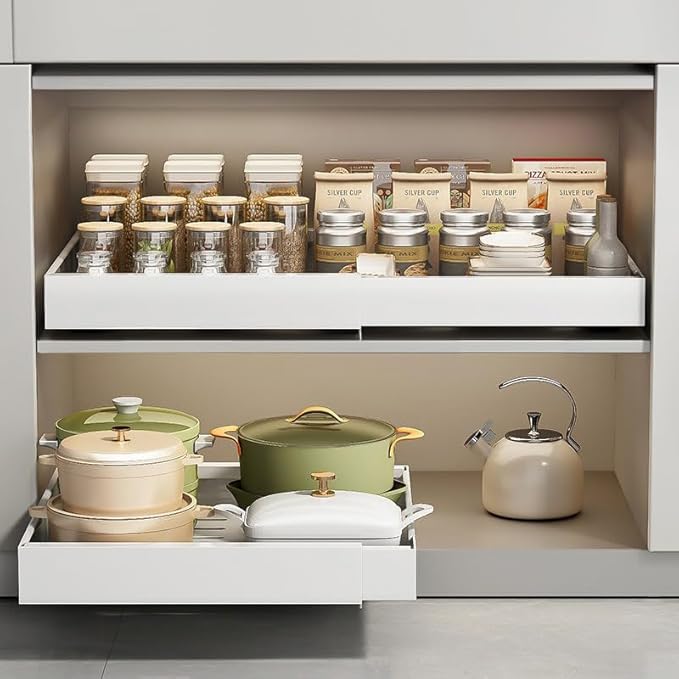 Pull out cabinet organizer - slide out drawers for kitchen cabinets, helps to store items neatly in the cabinet with drawers & pantry shelves instead of all over the counter. (Small)