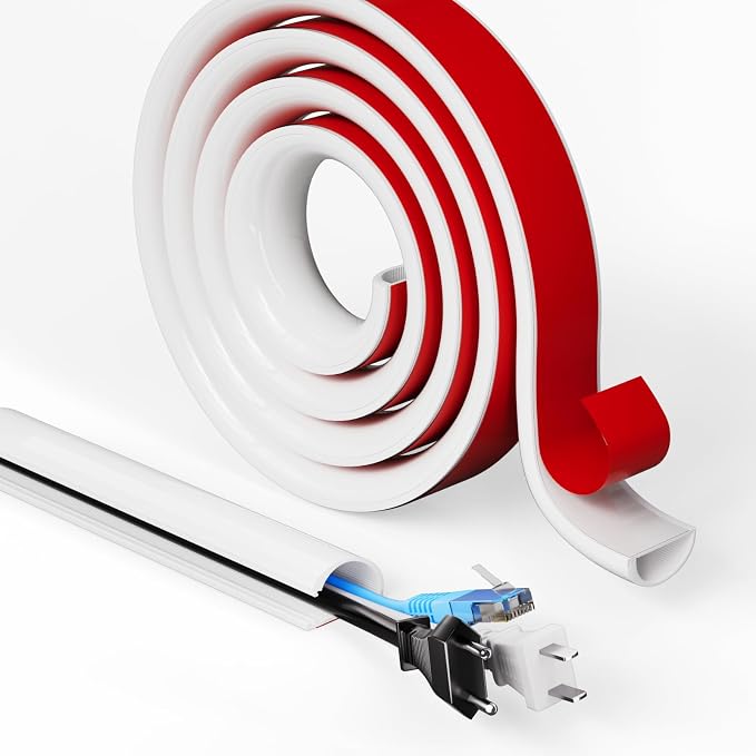 118" Cord Hider for Wall Mounted TV,Adhesive Cable Hider for Wall,Cord Covers Raceway Kit for Wires Hider,Flexible Silicone Cable Concealer for Home Office,W 1.08"× H 0.6"