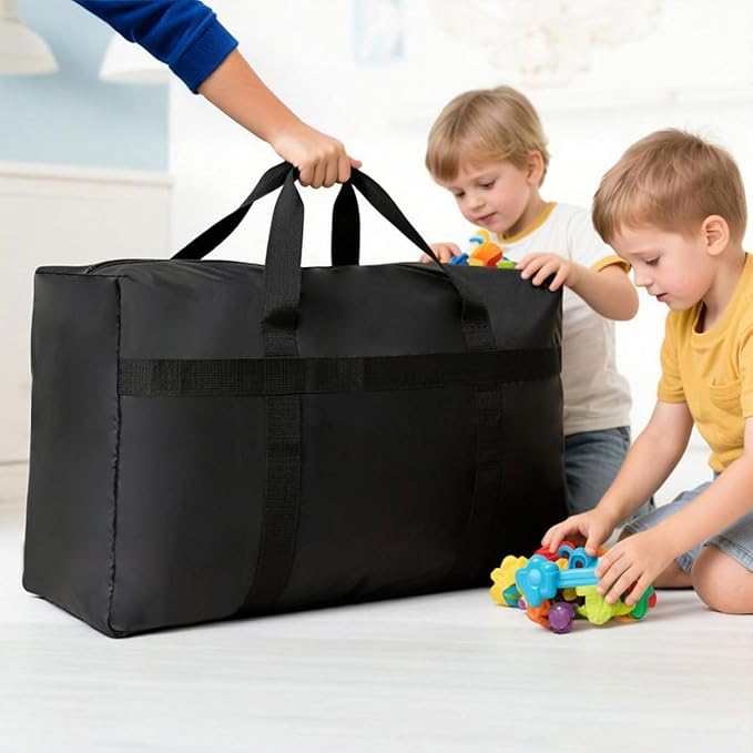 Extra Large Moving Bags with Strong Zippers, Storage Bags with Carrying Handles, Duffle Bag Packing Bags for Moving, Storage, Travel and Camping, Totes for Space Saving