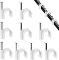Abnii Cable Clips, 100 Pcs, 7mm, Wire Wall Clips with Steel Nails, Cable Management Organizer Clips, Cable Tacks Coax Holder Clips, RG6 RG59 CAT6 RJ45 Cable Cord Clips, White
