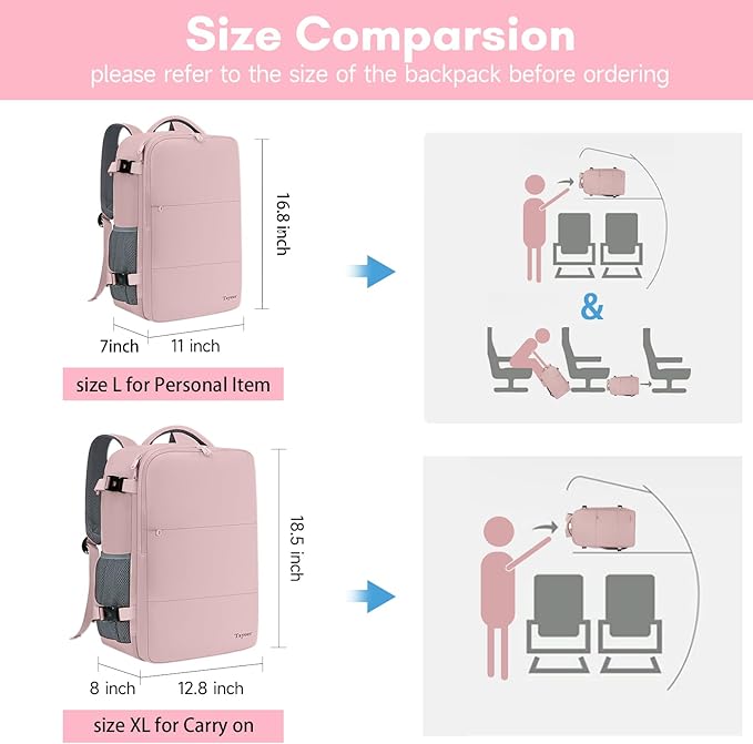 Taygeer Laptop Backpack for Women, TSA Friendly 40l Carry On Mochila | Large Travel Backpack with 17.3" Laptop Compartment, Daypack Business Computer Bag for Office Work Travel Essentials, Pink