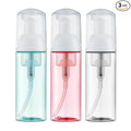 Tekson Soap Foam Bottle (60ml, 2 fl oz), Empty Travel Foaming Lash Shampoo for Cleanser, Dispenser (Clear, Pink, Green)