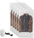 Large Garment Covers, Pack of 5, Vacuum Storage Bag with Electric Pump, Clear Compression Airtight Sealer Bags with Hanging Buckle, Hanging Clothes Storage(120cm/47in)