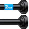TEECK 2 Pack Shower Curtain Rod, 32-80 inch Adjustable Spring Tension Curtain Rod, Never Rust Anti-Slip Shower Curtain Rod for Bathroom, No Drilling, Never Collapse, Easy to Use, Black