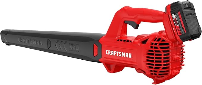 CRAFTSMAN V20 Leaf Blower Cordless with 4.0 Ah Battery and Charger, 90 MPH 200 CFM, Integrated Scraper, Lightweight, Easy Operation Handheld Blowers for Lawn Care (CMCBL710M1)