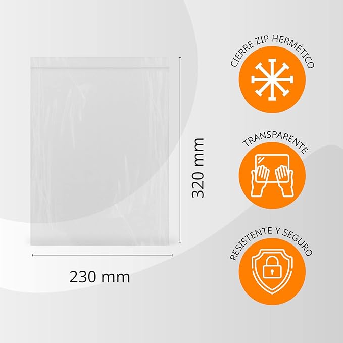 1000 Clear Plastic Seal Bags Ideal for Freezing Food, Document Storage, Reusable and Storage Bags - Ophituria (230 x 320 mm)