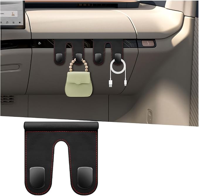 Car Co-Pilot Glovebox Hook, Dual Hook Passenger Seat Glovebox Hanger Organizer for Purse Handbag Umbrella, Automotive Interior Glove Box Hanging Storage Holder, Universal Fit (Black)