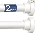 ENJOYBASICS 2 Pack Adjustable Spring Tension Curtain Rods 32 to 66 Inches, Stainless Steel White Shower Rod No Drilling for Window, Bathroom, Closet, Room Divider, 7/8" Diameter