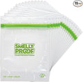 Smelly Proof 15 x Expandable Stand & Fill REUSABLE Storage Bags for Food Designed & Mfg in US, BPA FREE, NO PEVA, Reusable Sandwich Bags, Dishwasher-Safe, Clear 3 mils STAND UP 6.5" x 7.5" - 15pk