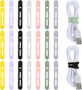 21 PCS Silicone Cable Ties Reusable Data Cable Organizer Silicone Ties Cord Keeper Organizer for Office, Multipurpose Elastic Cables Wire Tie for Bundling Fastening Earphone Phone Charging Cords