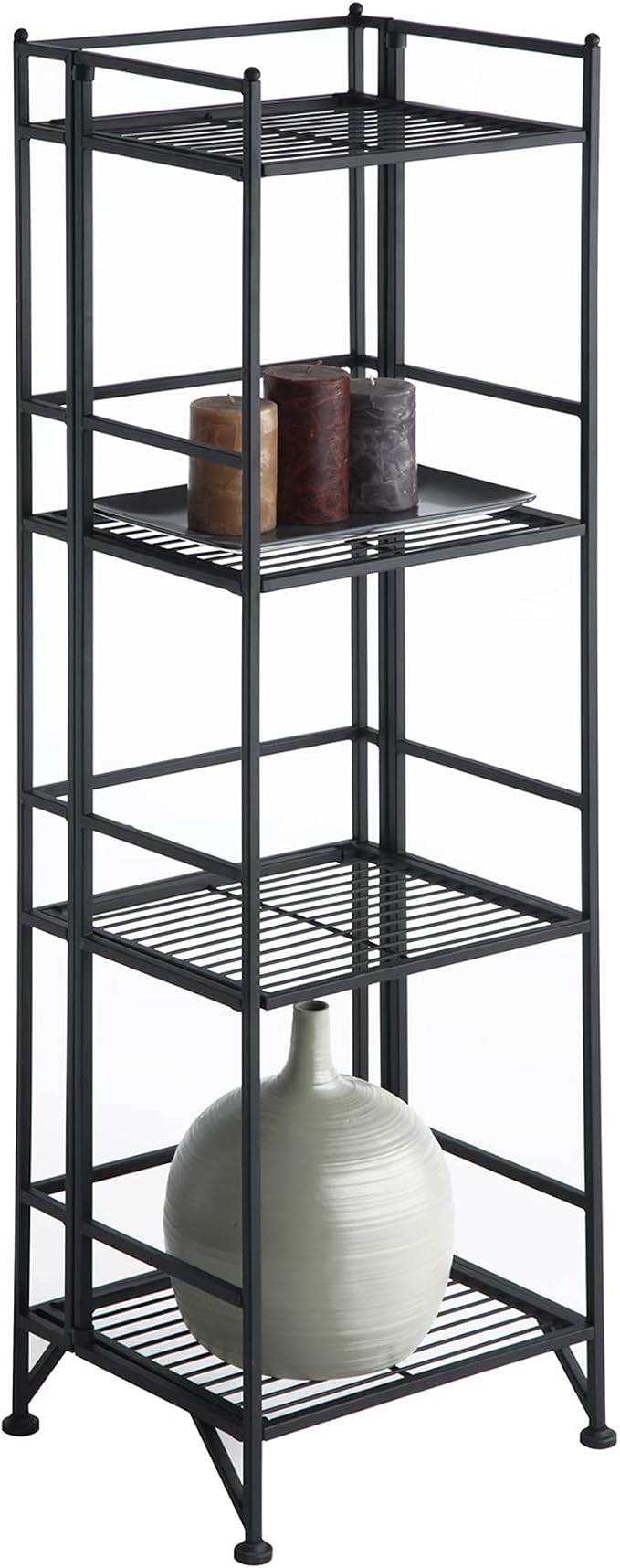 Convenience Concepts Xtra Storage 4 Tier Folding Metal Shelf, Black
