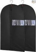 2Pcs Garment Bags Covers, 50 Inch Hanging Clothes Bag, Suit Cover Bags with Clear Window for Hanging Closet Clothes Storage and Travel (2, Black, 50 inch)