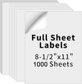 8.5" x 11" Full Sheet Label Sticker Paper for Laser & Inkjet Printers,Self Adhesive Printer Paper Shipping Labels,Printable White Matte Mailing Label Stickers(1000 Sheets,1000 Labels)