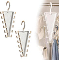 V Shaped Double-Sided Closet Organizer Hanger, 360° Rotating Multi-Layer Vertical Clothes Storage Rack with 12 Hooks, Space Saving Organizer for Hats, Scarves, Belts, Bags and Ties (2PC)
