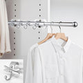12" Valet Rod for Closet Pull Out with 4 Dragonfly-shaped Hooks, Silver