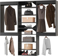 ROOMTEC Modular Closet System, 84" Wall-Mounted Closet Organizer with Hanging Rods and Shelves, Wooden Tower for Walk-In Closets, Wardrobe Storage Kit, Black