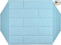 20 PCS Blue 3D Wall Panels, 29 sq.feet Coverage, Printable Wallpaper Sticker with Self-Adhesive Waterproof Brick PE Foam Wall Panels Peel and Stick for Interior Wall Decor, Home Decoration