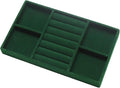 Velvet Jewelry Trays for Drawers, Dark Green Stackable Jewelry Drawer Organizer Inserts, Ring Earring Necklace Bracelet Holder Organizer Storage Display Tray with Removable Dividers, 2-in-1