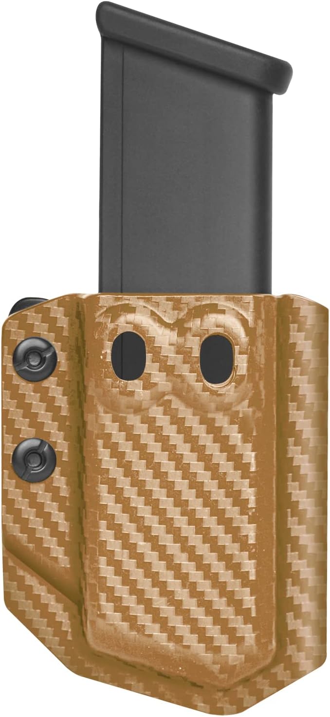 Amberide Universal IWB/OWB Kydex Mag Carrier for 9mm / .40 & .45 ACP Magazines, Single and Double Stack, Adjustable Retention, Ambidextrous, Fits 1.5" Belt, Made in USA