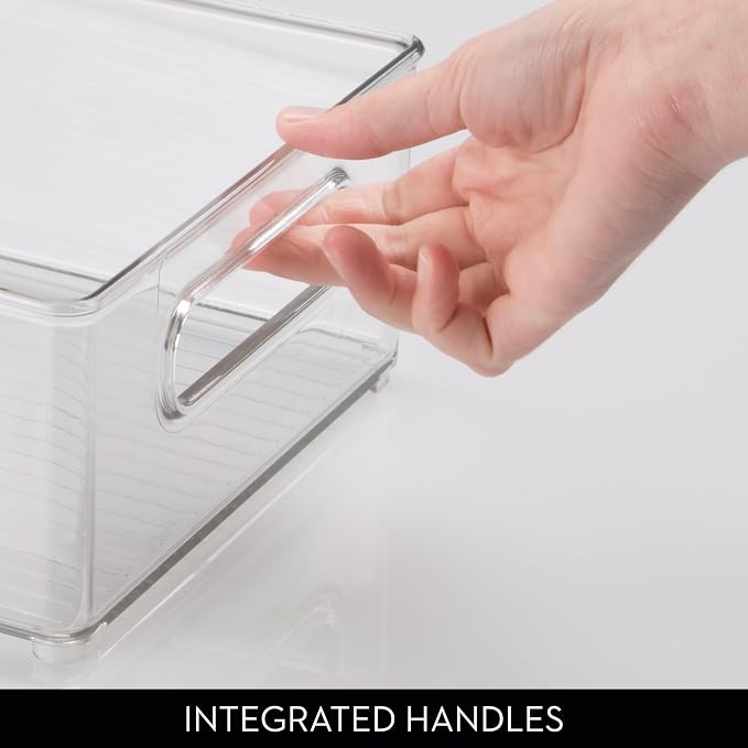 iDesign Stackable Fridge Bin, Clear, Set of 3 | Storage for Freezer or Pantry, Made in USA