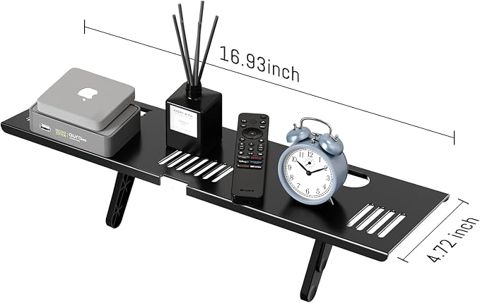 CABTE Adjustable Steel TV Top Shelf, Floating TV Stand, Universal Monitor Shelf for Soundbar, Game Console, Cable Box, Router Shelves (16.93x4.72inch Steel)